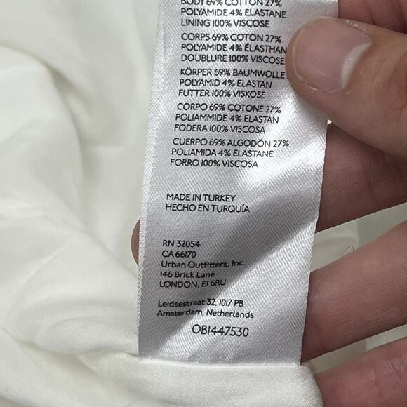 Maeve By Anthropologie Women White Short Sleeve Front Slit Poplin Shirt Dress 12 - Picture 9 of 10